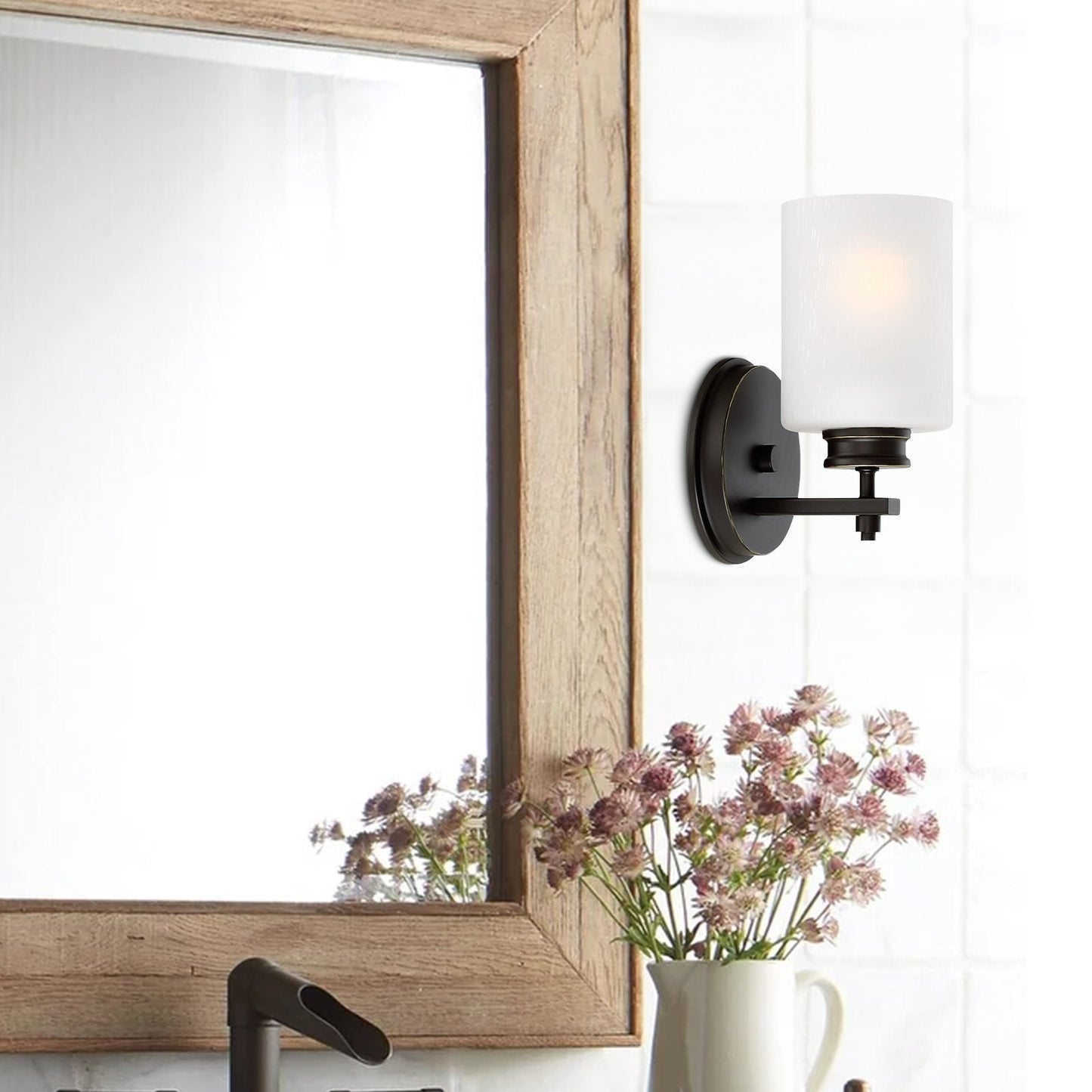 Phoebe 8' Black Modern Bathroom / Vanity Wall Sconce