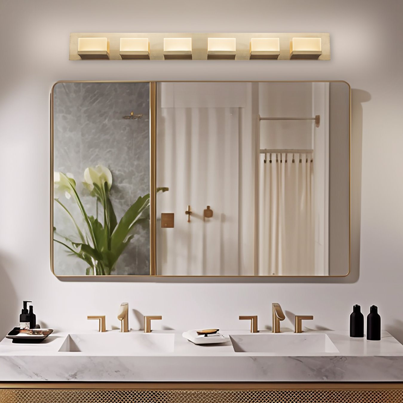 Everett Golden 48' Modern 6-Light 60W Integrated LED (360W eq.) Bathroom / Vanity Light