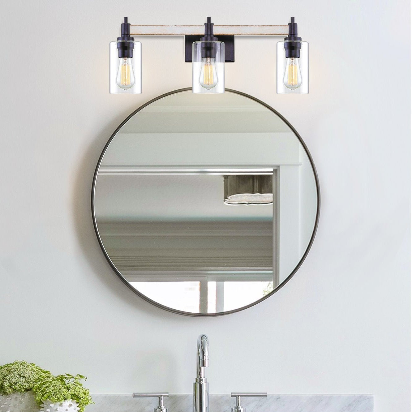 Theo 25' 3-Light Modern Farmhouse Vanity / Bathroom Light